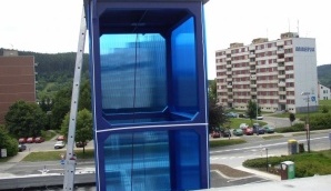 Vstupní modrá věž Albert Boskovice 8